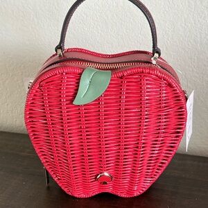 NWT - Kate Spade - Honey Crisp Red Apple Wicker Crossbody Bag